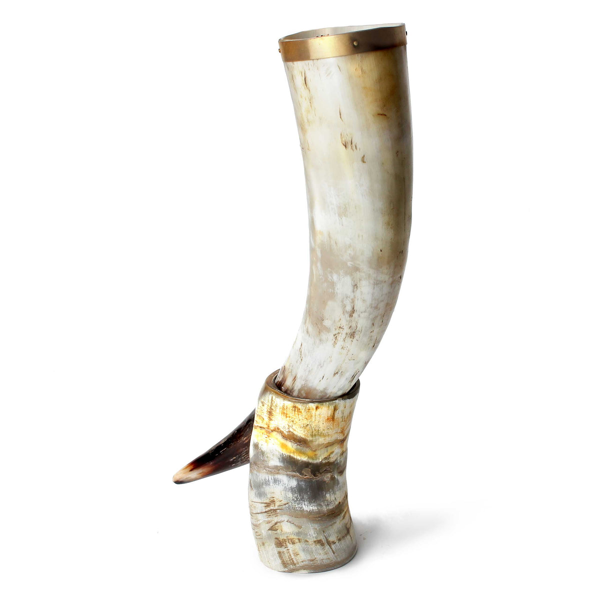 Curved Drinking Horn Bundle with Stand & Holster (Pick Your Color)