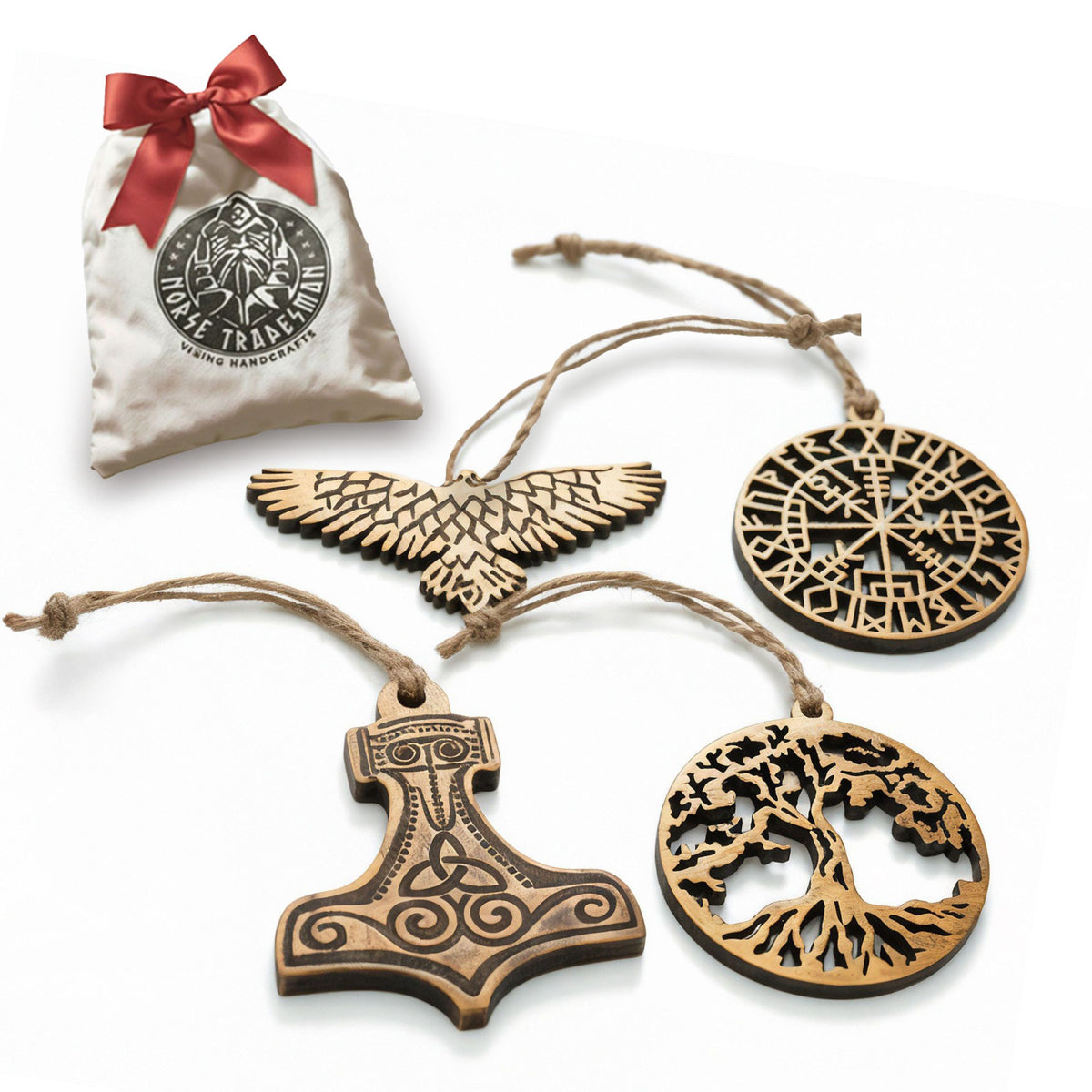 Wood Ornament Set (4)