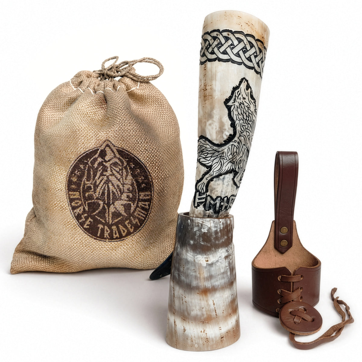 Drinking Horn Bundle with Stand & Holster
