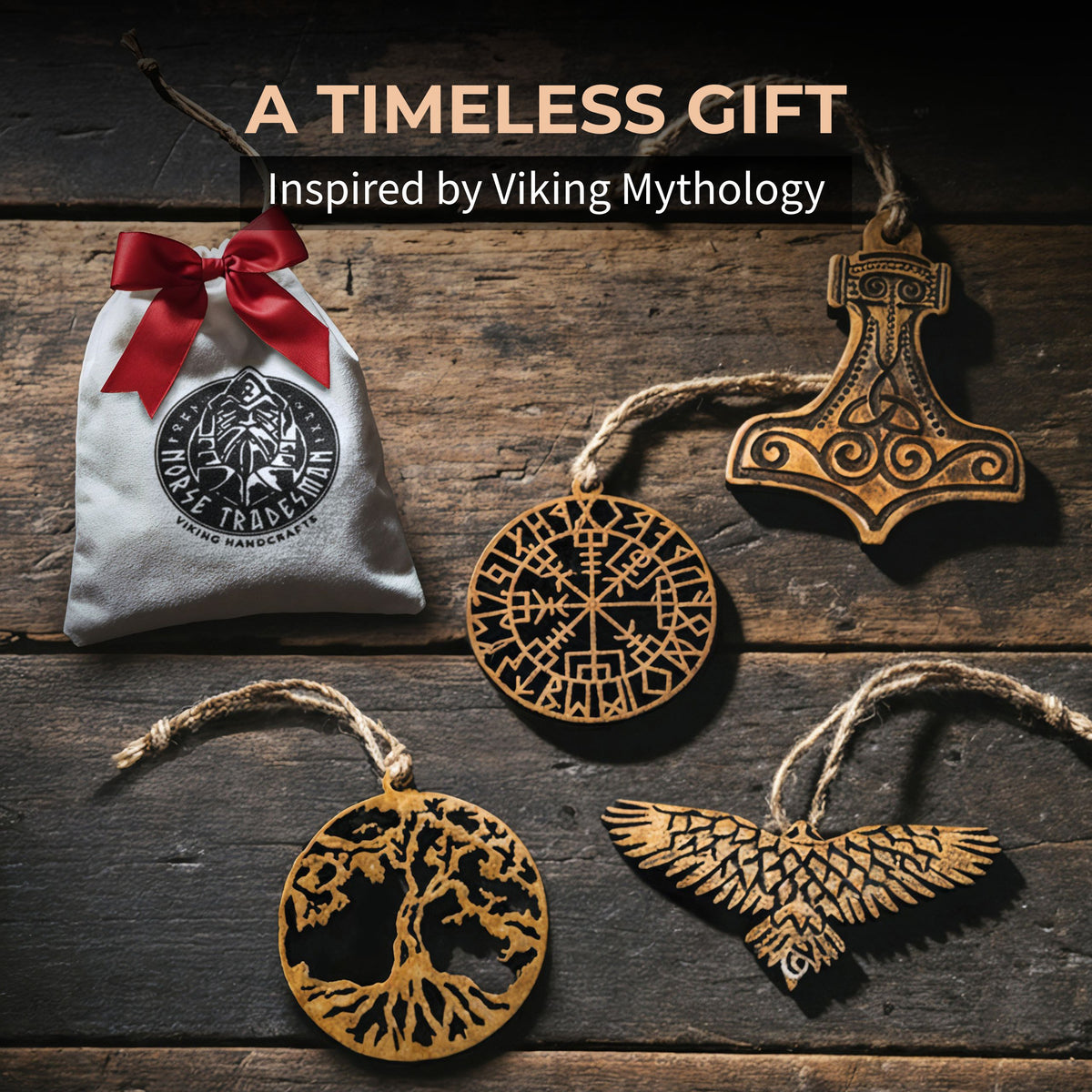 Wood Ornament Set (4)