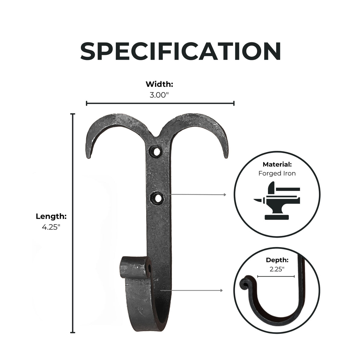 Hand-Forged Iron Wall Hooks – Sword & Axe Mount, Set of 2
