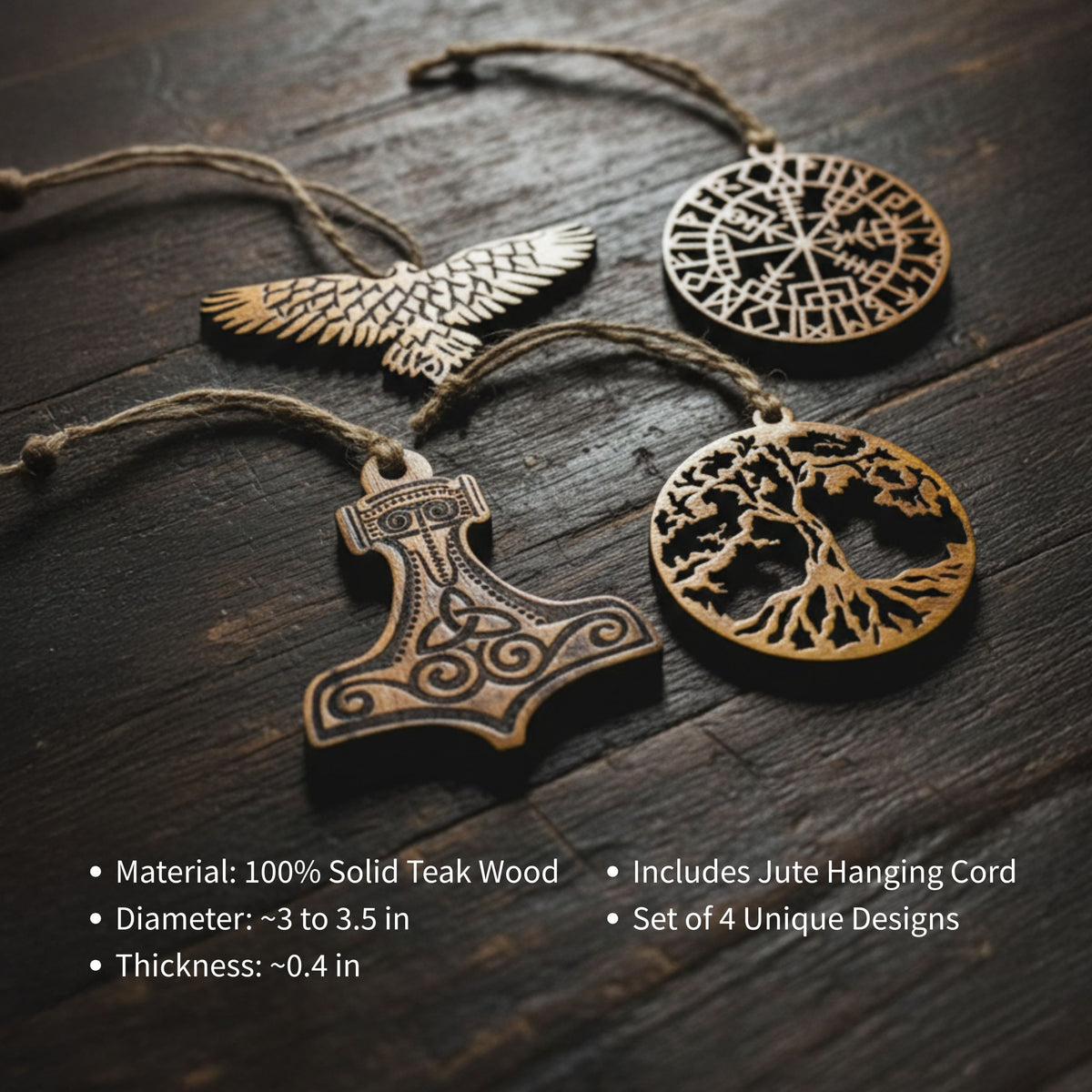 Wood Ornament Set (4)