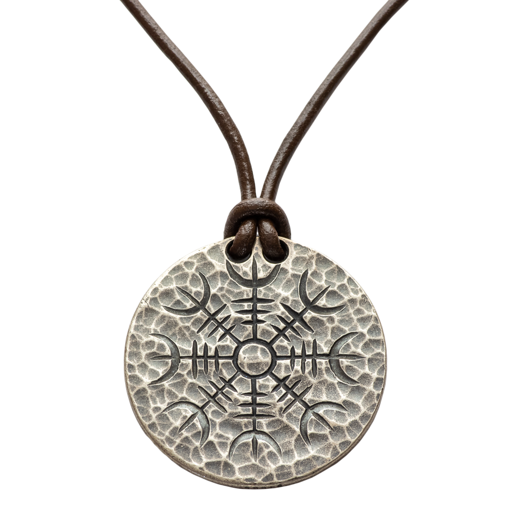 Silver Helm of Awe Coin Necklace - .999 Fine Silver - Aegishjalmur - Warrior&#39;s Stave Viking Coinage