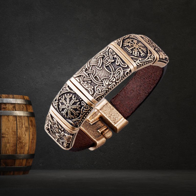 Viking Hugin &amp; Munin Leather bracelet