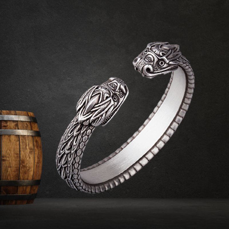 Viking Arm Ring With Midgard Serpent Jormungandr&#39;s Heads