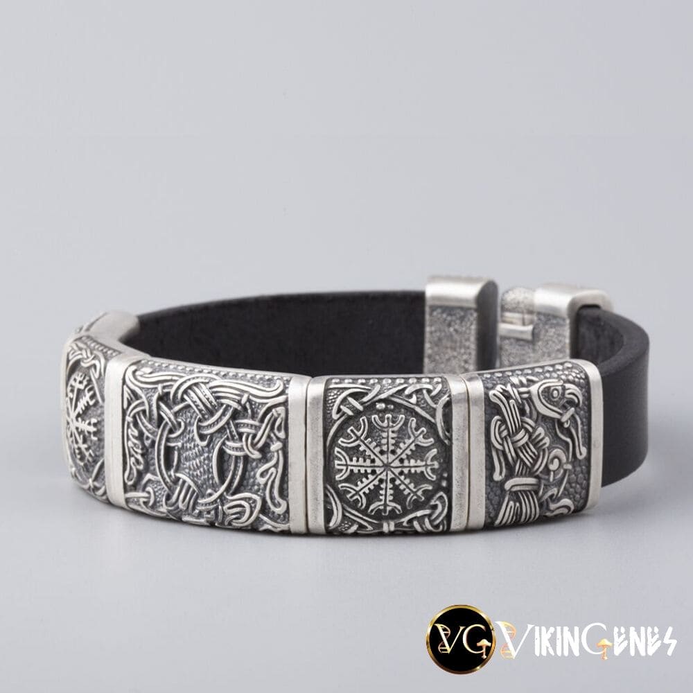 Viking Hugin &amp; Munin Leather bracelet