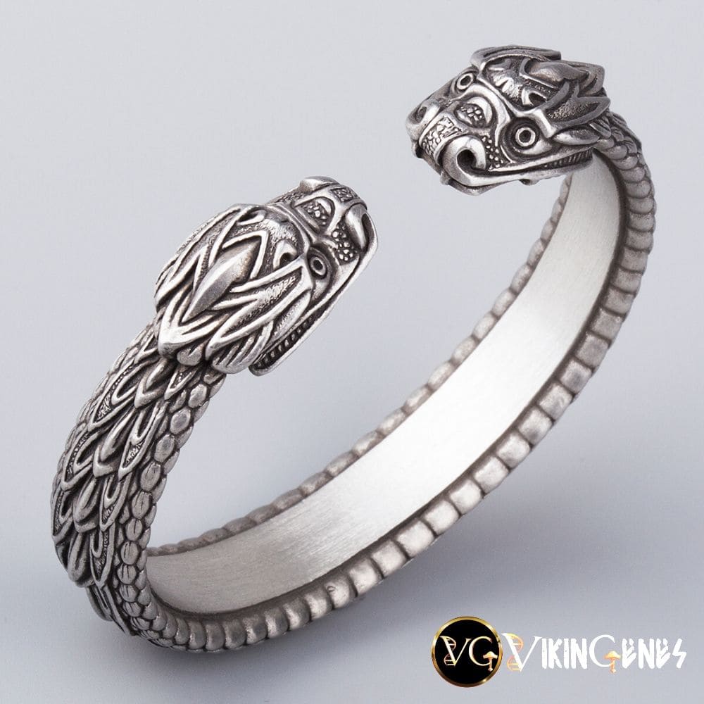 Viking Arm Ring With Midgard Serpent Jormungandr&#39;s Heads