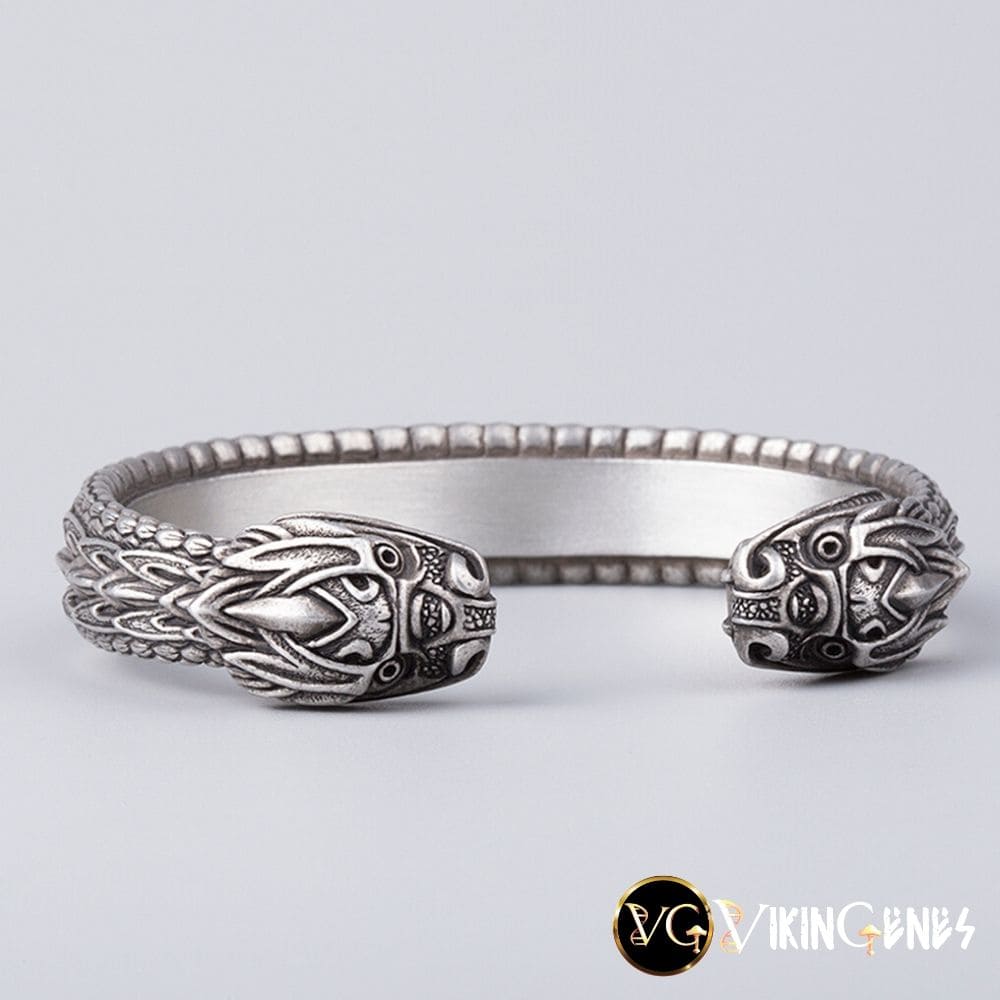 Viking Arm Ring With Midgard Serpent Jormungandr&#39;s Heads