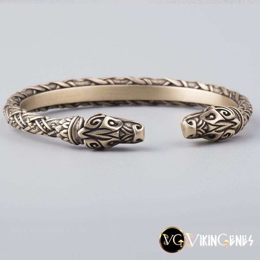 Viking Arm Ring With Odin&#39;s Wolves Hati &amp; Scoll