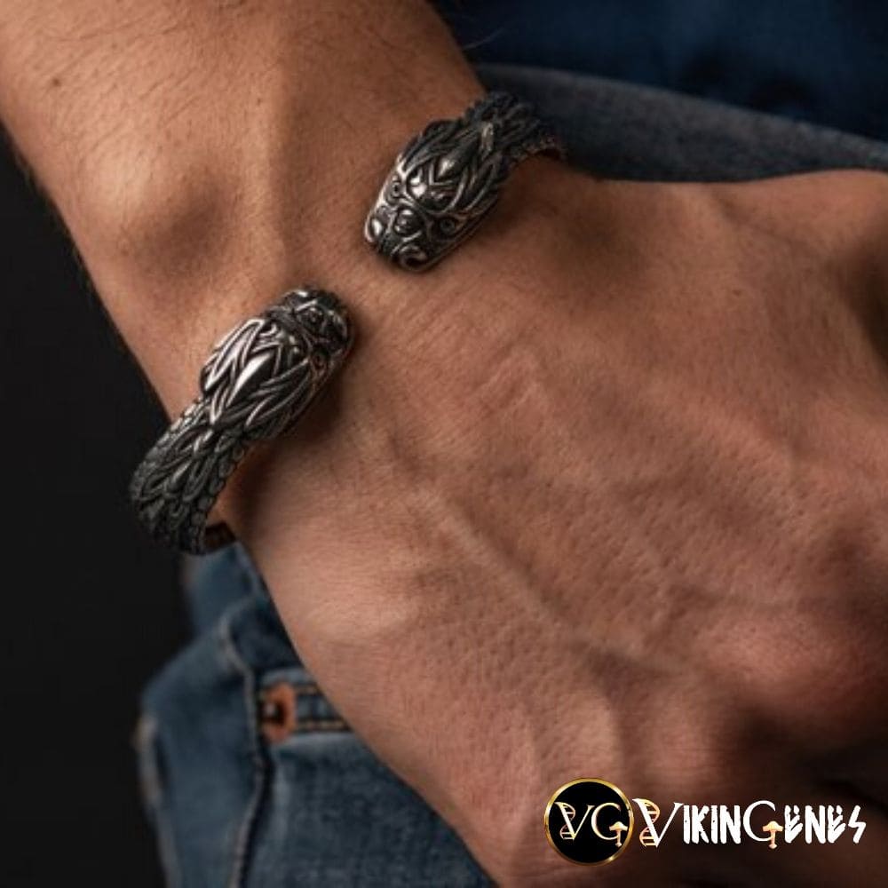 Viking Arm Ring With Midgard Serpent Jormungandr&#39;s Heads