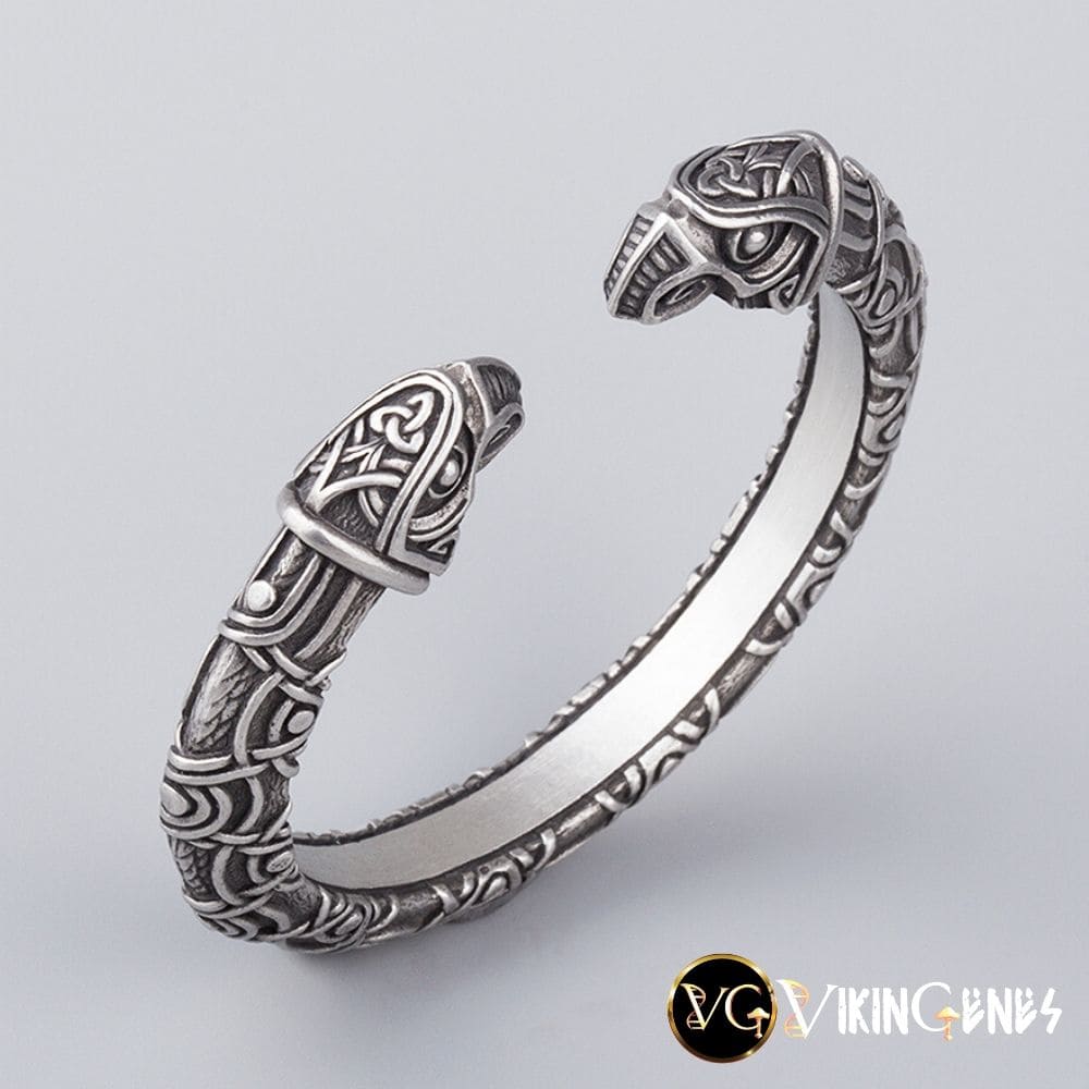 Viking Arm Ring With Odin&#39;s Ravens Hugin &amp; Munin