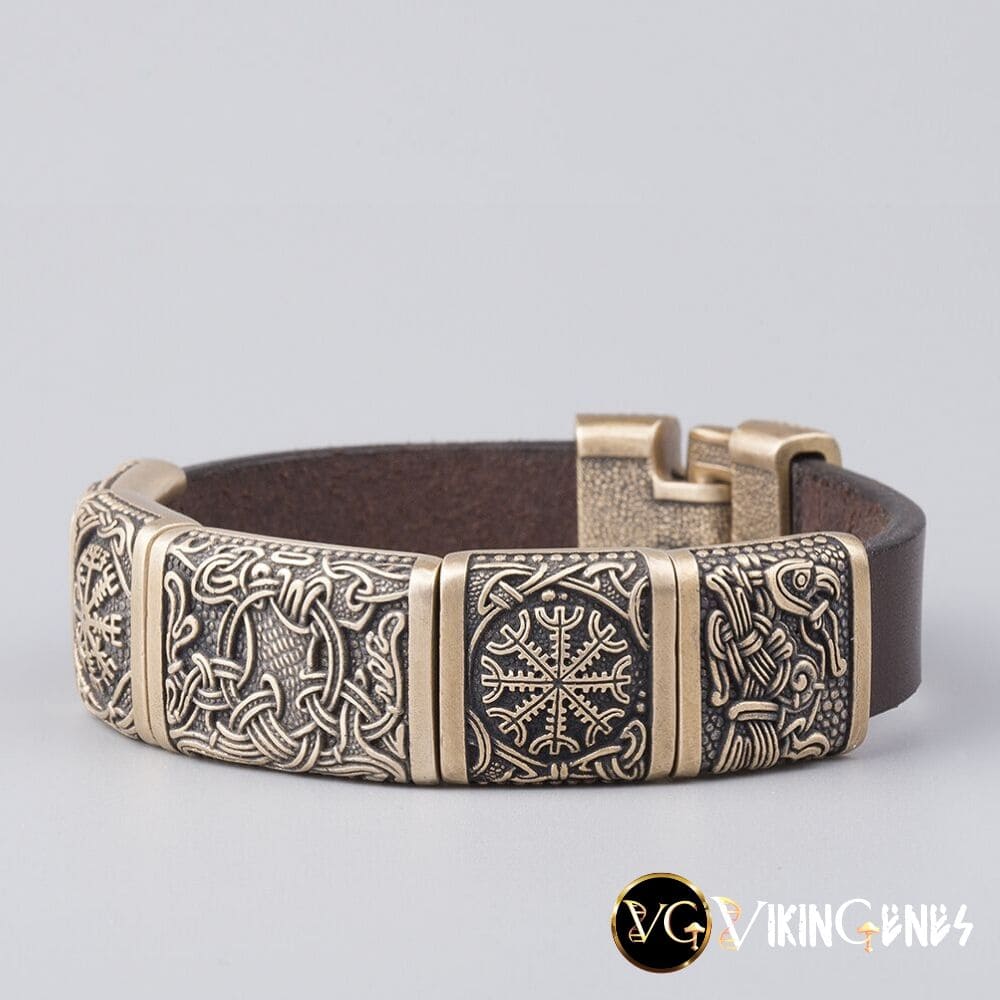 Viking Hugin &amp; Munin Leather bracelet