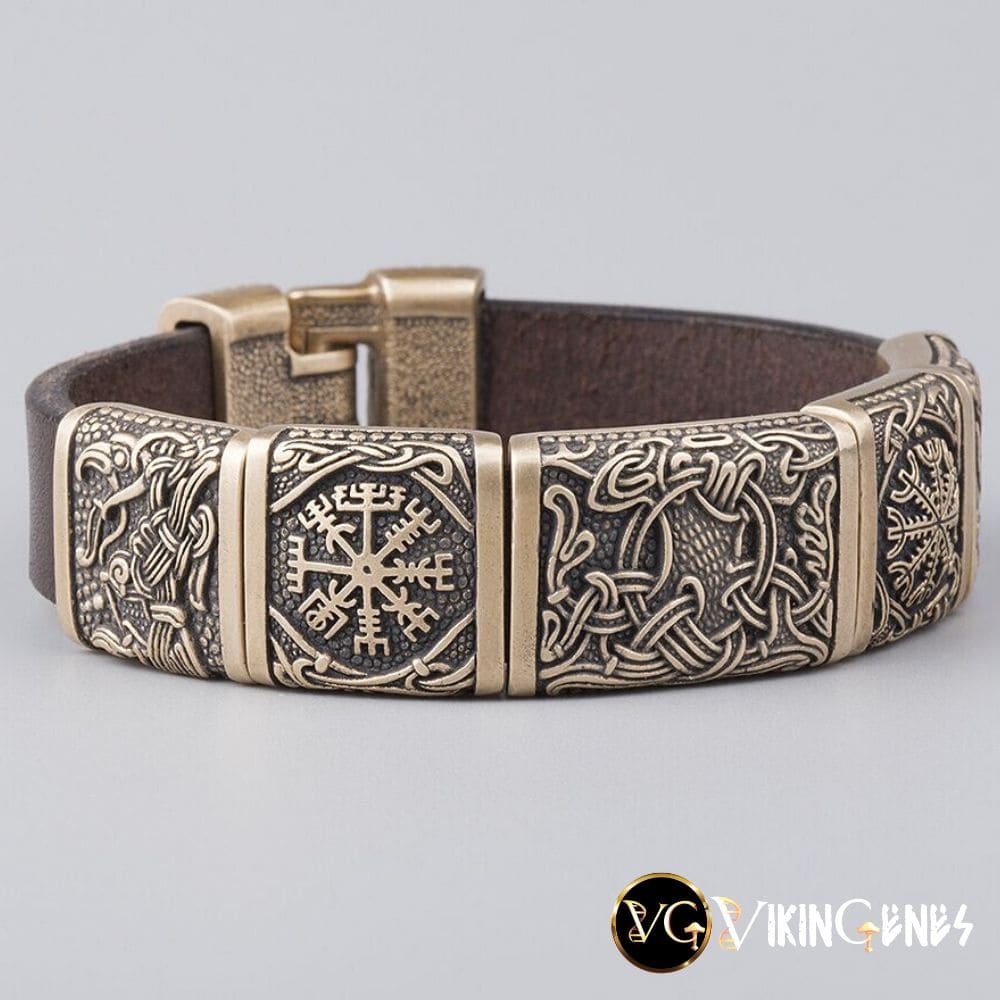 Viking Hugin &amp; Munin Leather bracelet