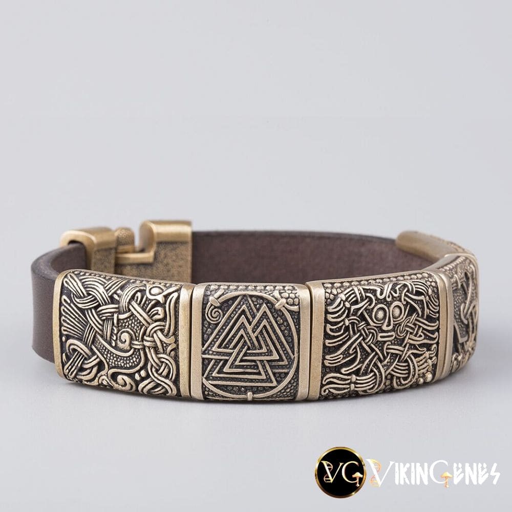 Viking Bracelet of - Gullinkambi - Valknut - Triquetra