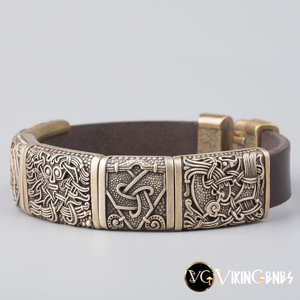 Viking Bracelet of - Gullinkambi - Valknut - Triquetra