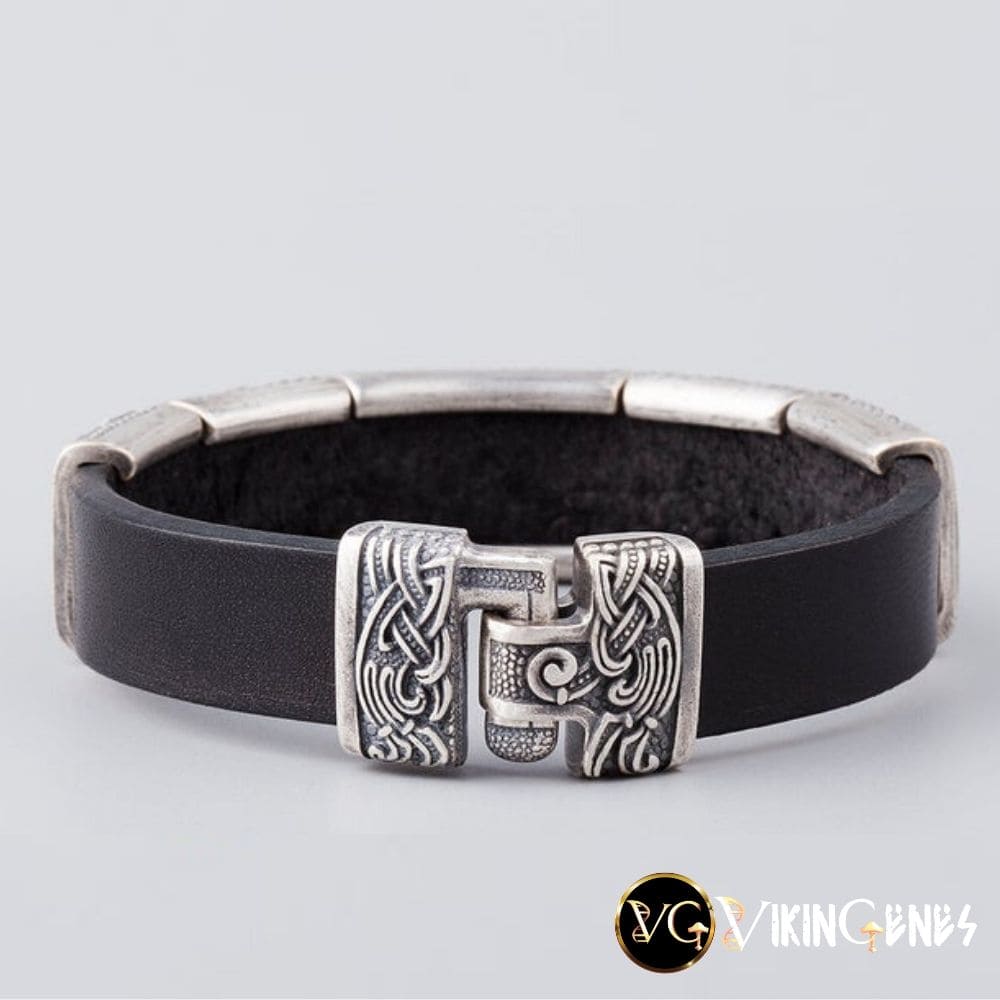 Viking Hugin &amp; Munin Leather bracelet