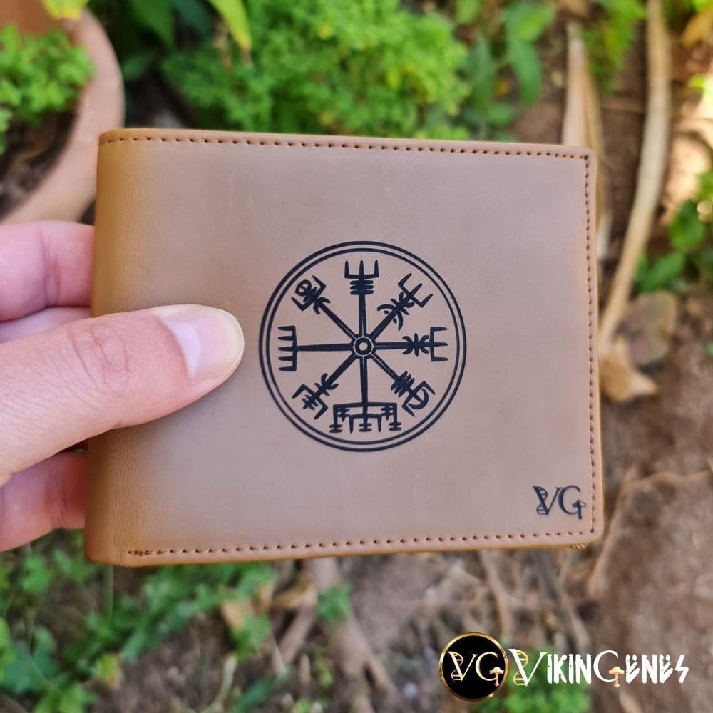 Handmade Vegvisir Brown Leather Wallet