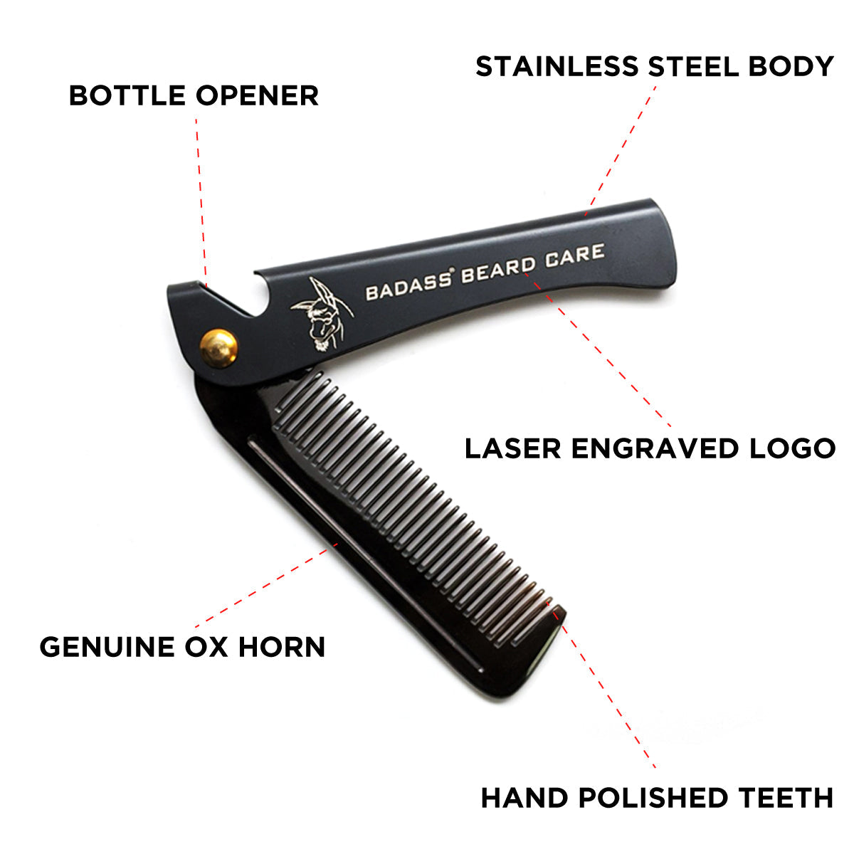 2-in-1 Folding Ox Horn Comb