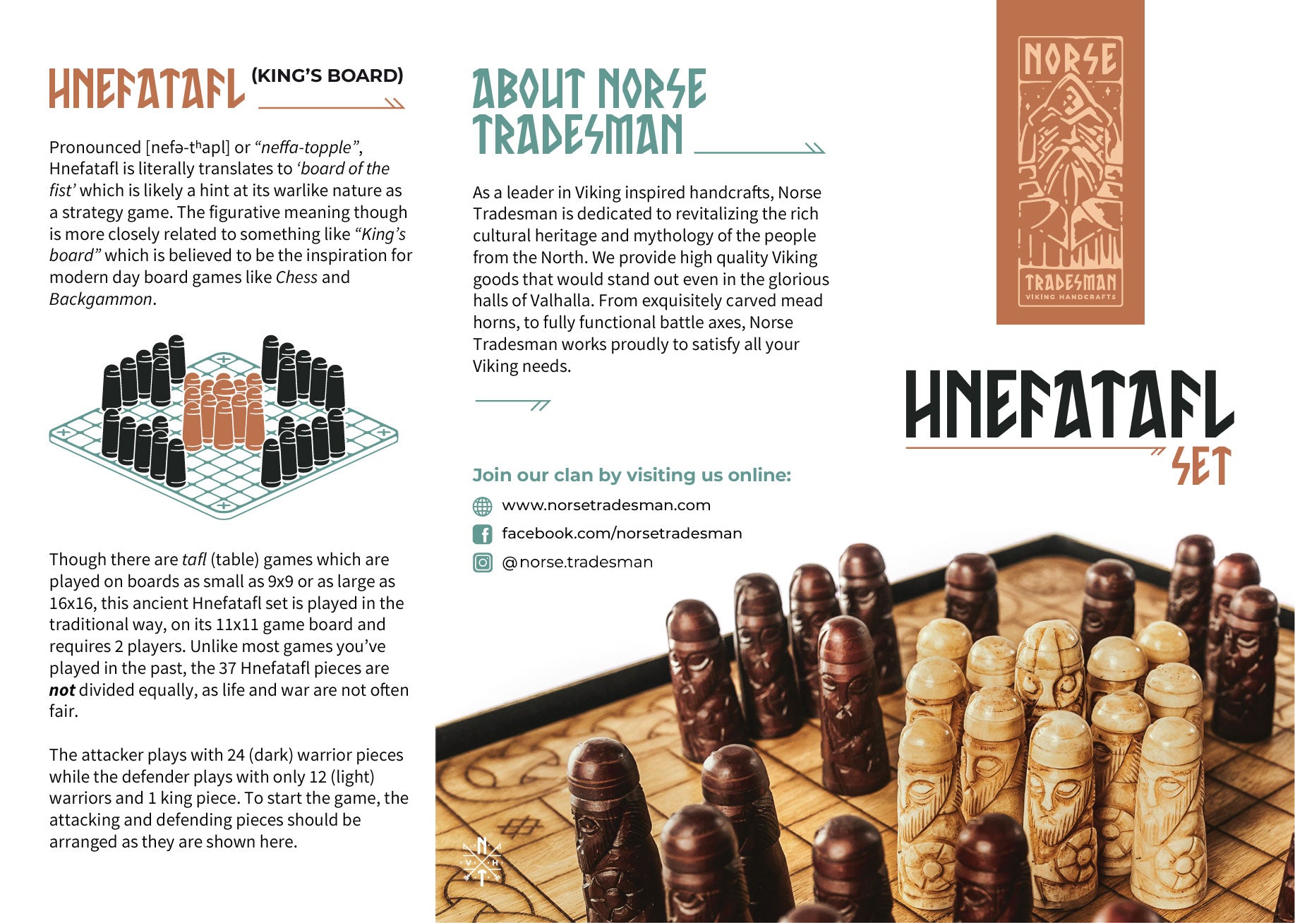 Handcrafted Viking Hnefatafl Set With Ox Bone Game Pieces