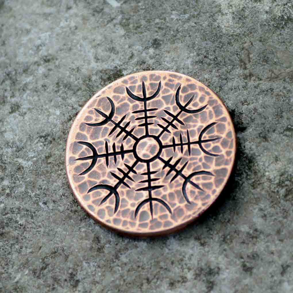 Helm of Awe Copper Coin - Aegishjalmur - Warrior&#39;s Stave Viking Coinage