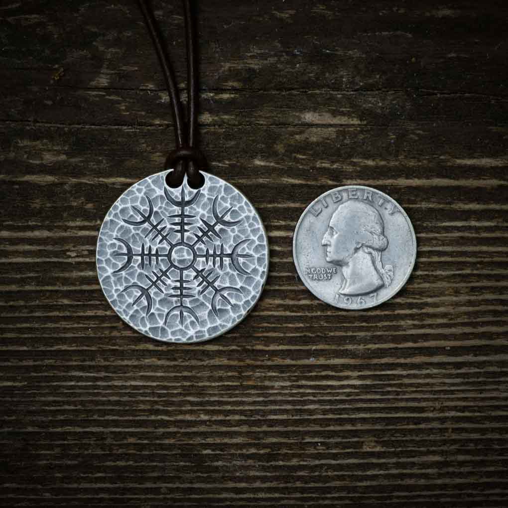 Silver Helm of Awe Coin Necklace - .999 Fine Silver - Aegishjalmur - Warrior&#39;s Stave Viking Coinage