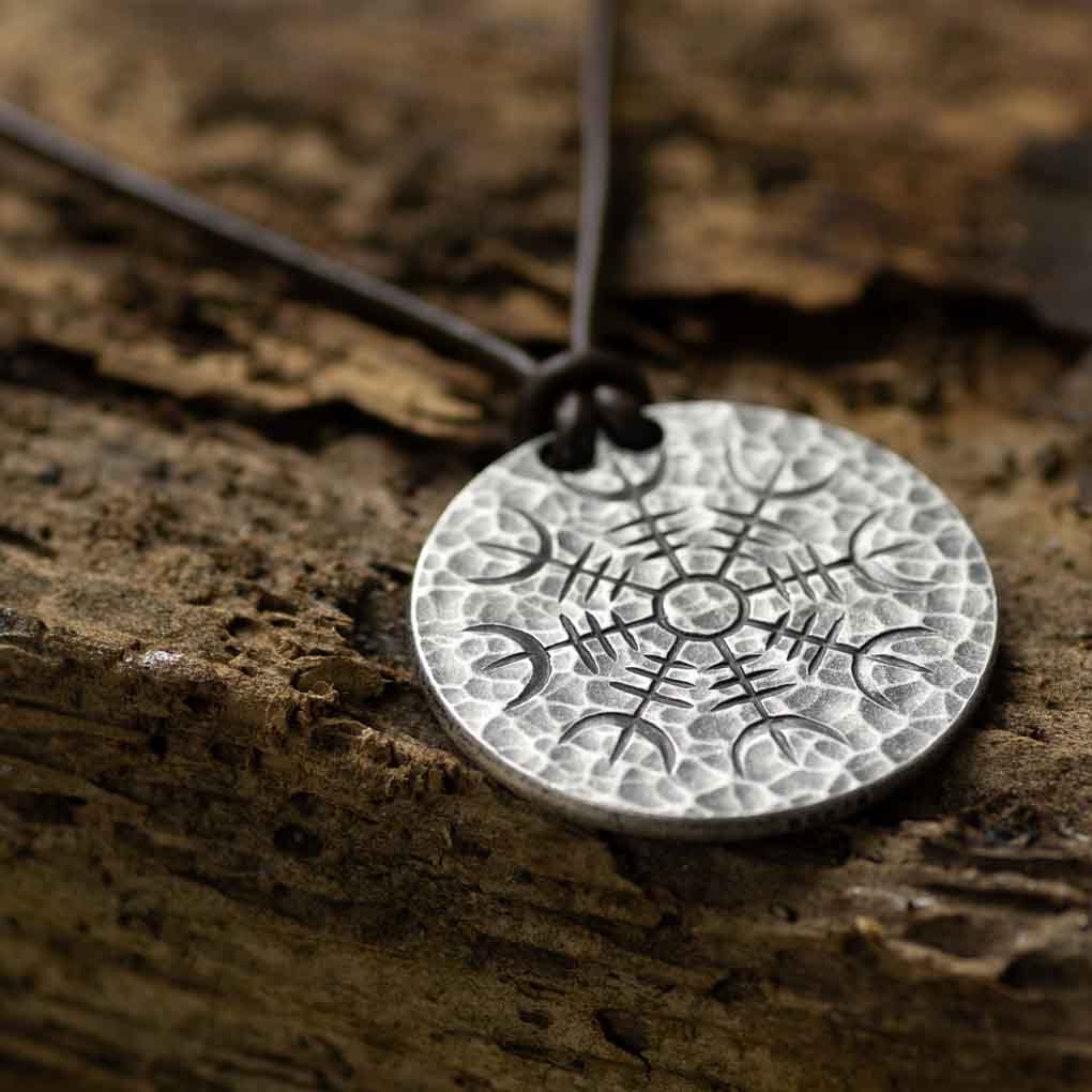 Silver Helm of Awe Coin Necklace - .999 Fine Silver - Aegishjalmur - Warrior&#39;s Stave Viking Coinage