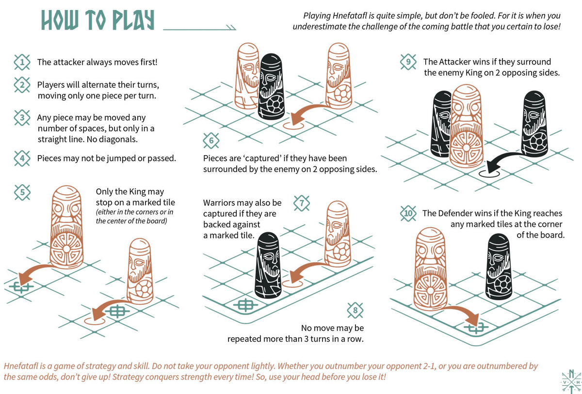 Hnefatafl Set – King's Board with Ox-Bone Pieces