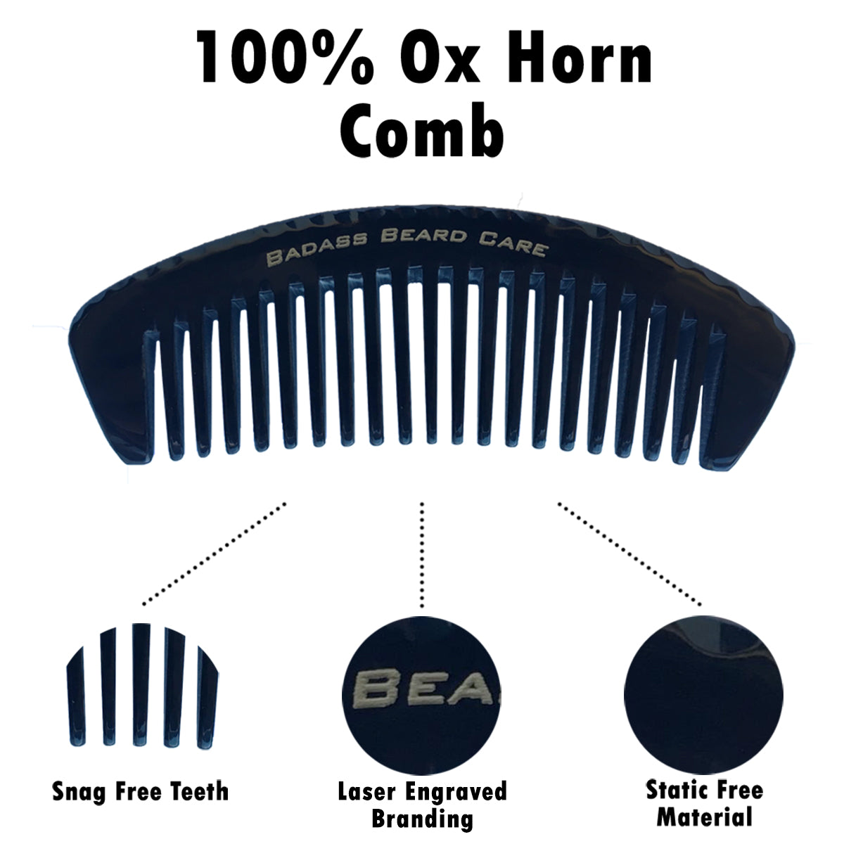 Wide Tooth Ox Horn Comb