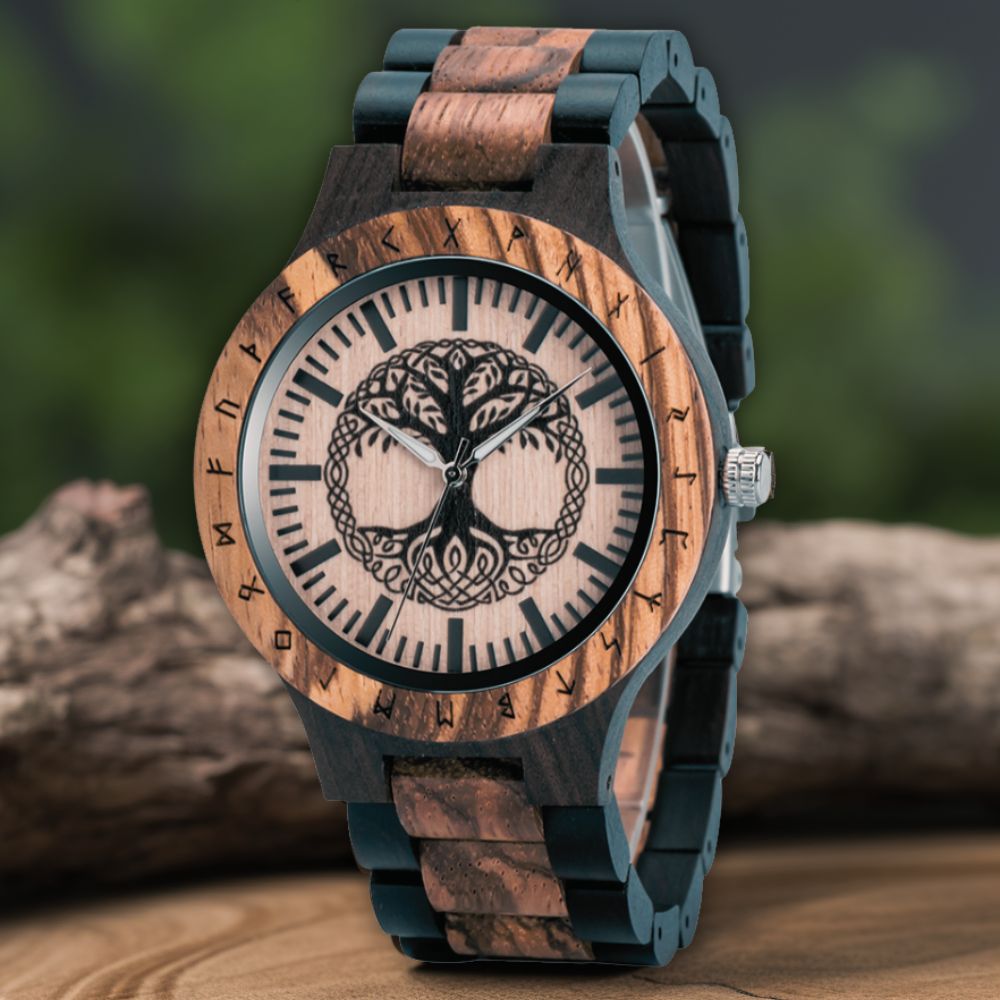 Tree Of Wooden Viking Watch YGGDRASIL TREE OF LIFE WOODEN VIKING WATCH