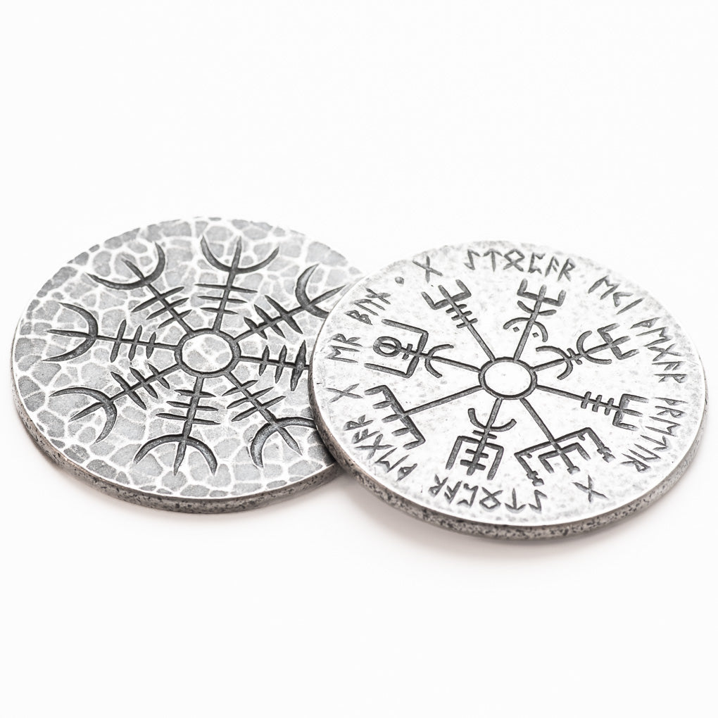 Norse Dual Stave - .999 Fine Silver Coin - Aegishjalmur Vegvisir