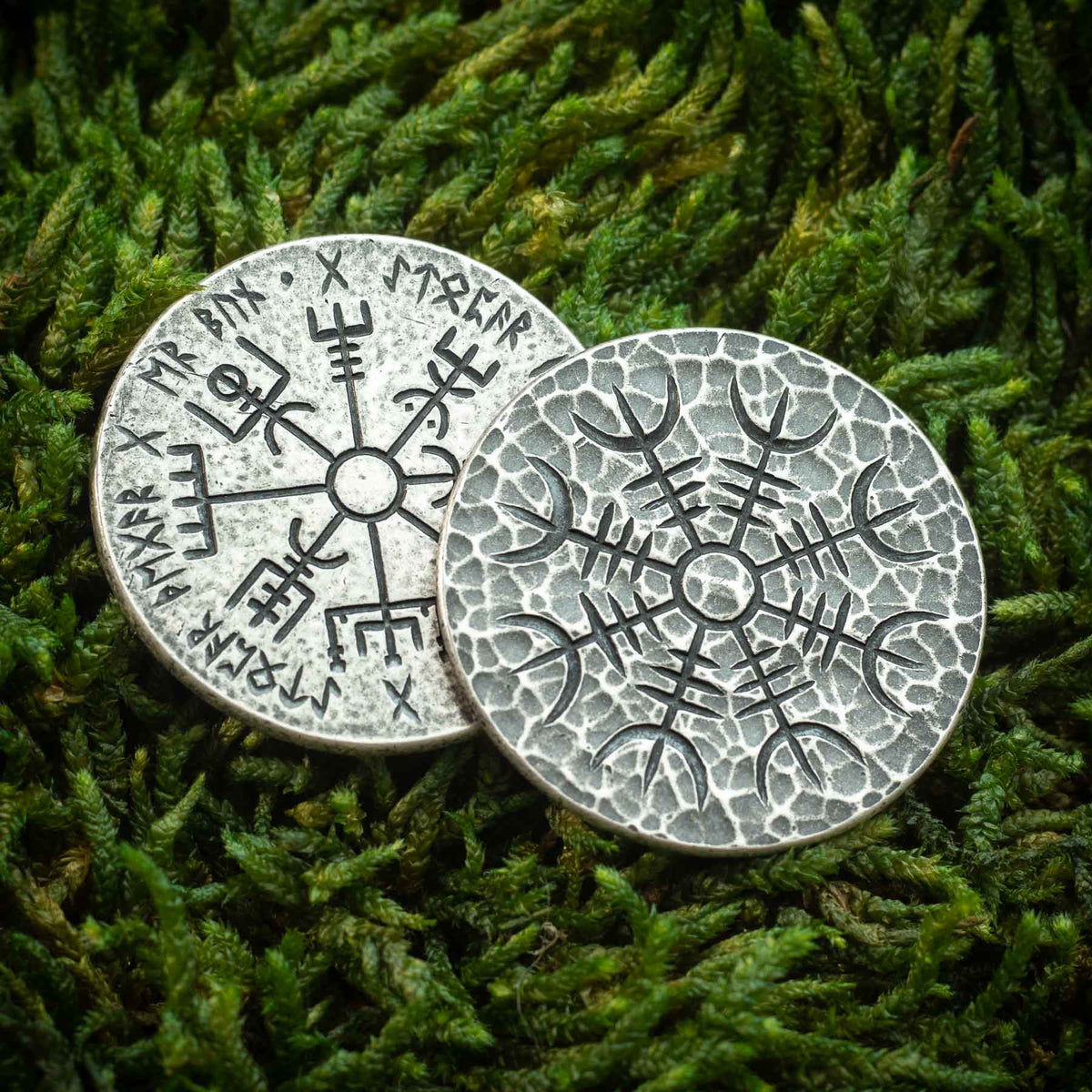 Norse Dual Stave - .999 Fine Silver Coin - Aegishjalmur Vegvisir