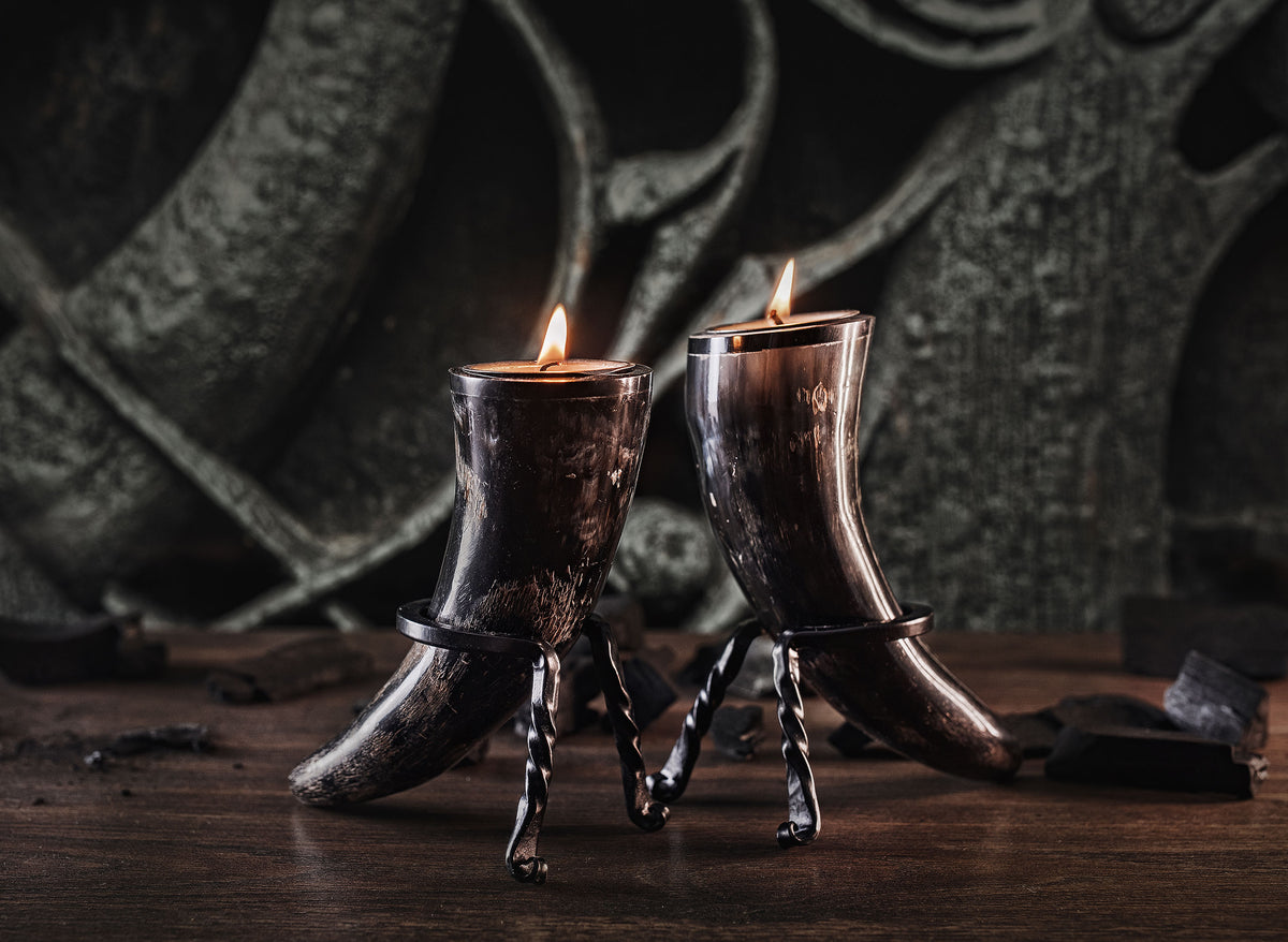 Viking Tealight Candle Horn Set