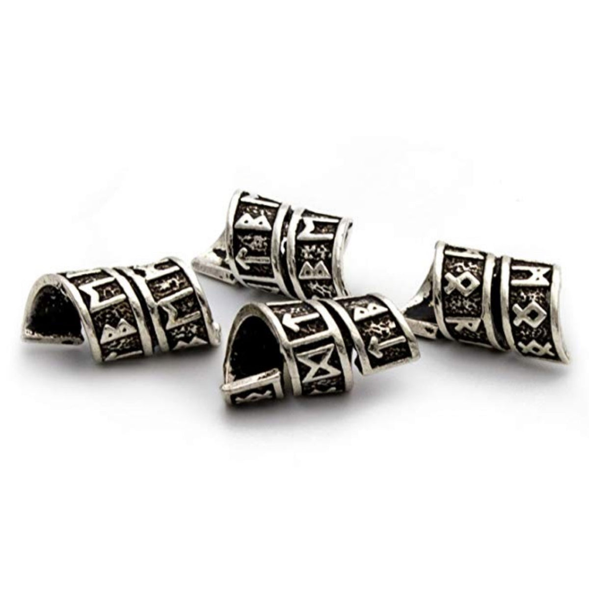 Viking Rune Beard Rings - (Silver - 4)