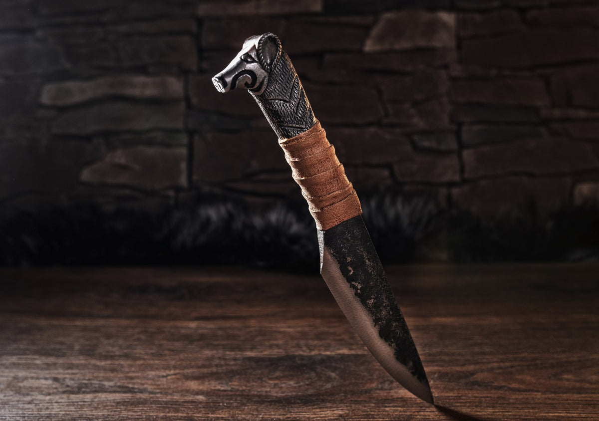 Viking Boar&#39;s Head Knife - 5.5&quot; Blade