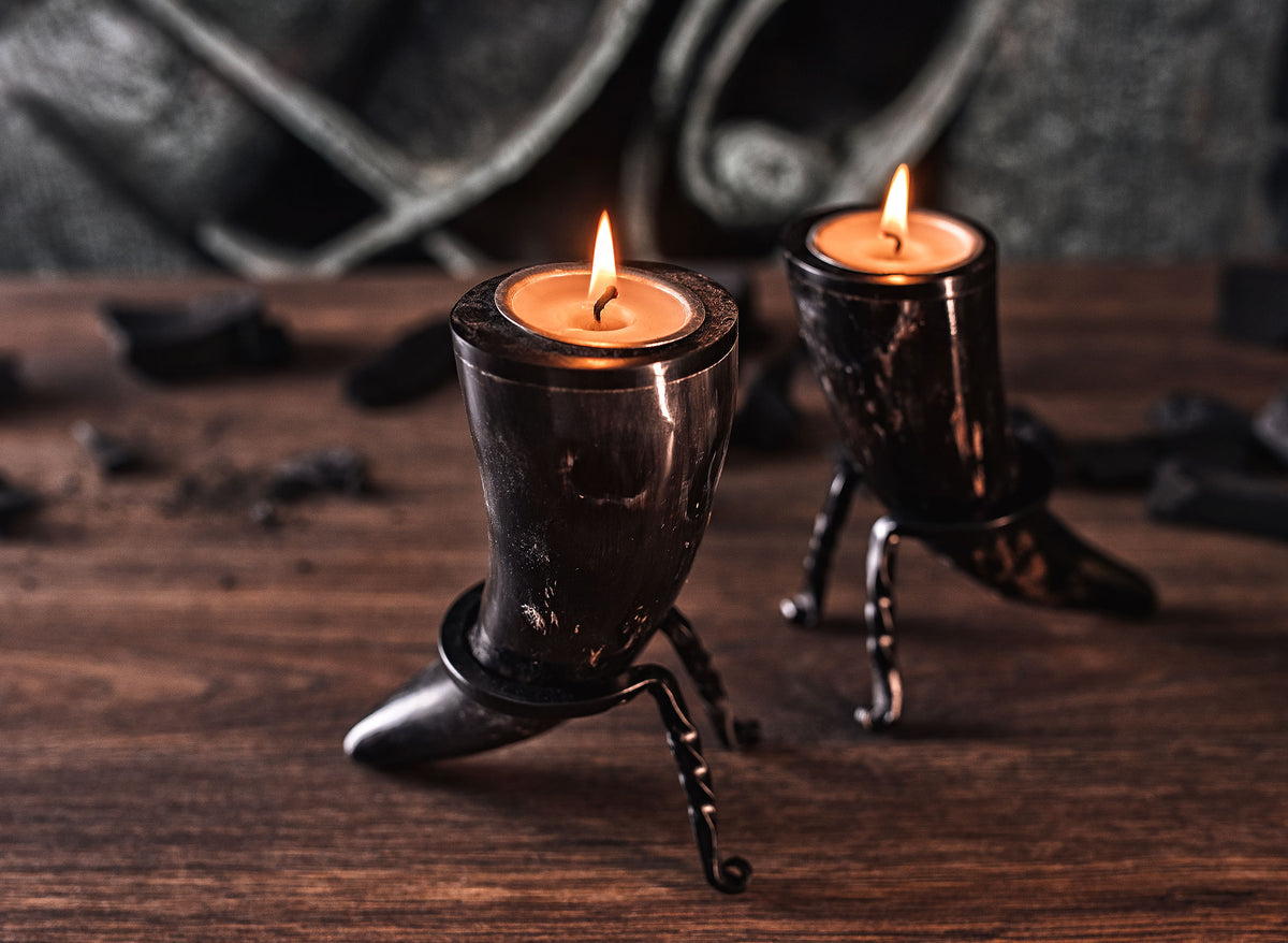 Viking Tealight Candle Horn Set