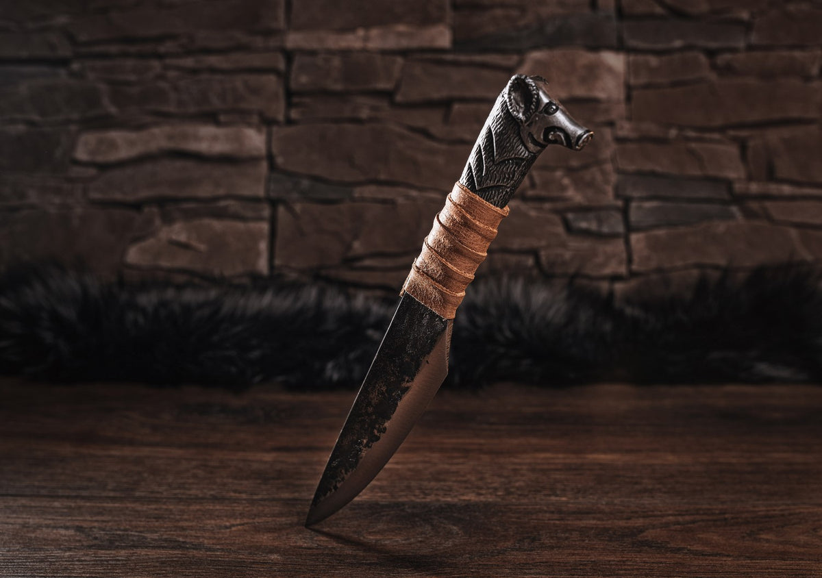 Viking Boar&#39;s Head Knife - 5.5&quot; Blade