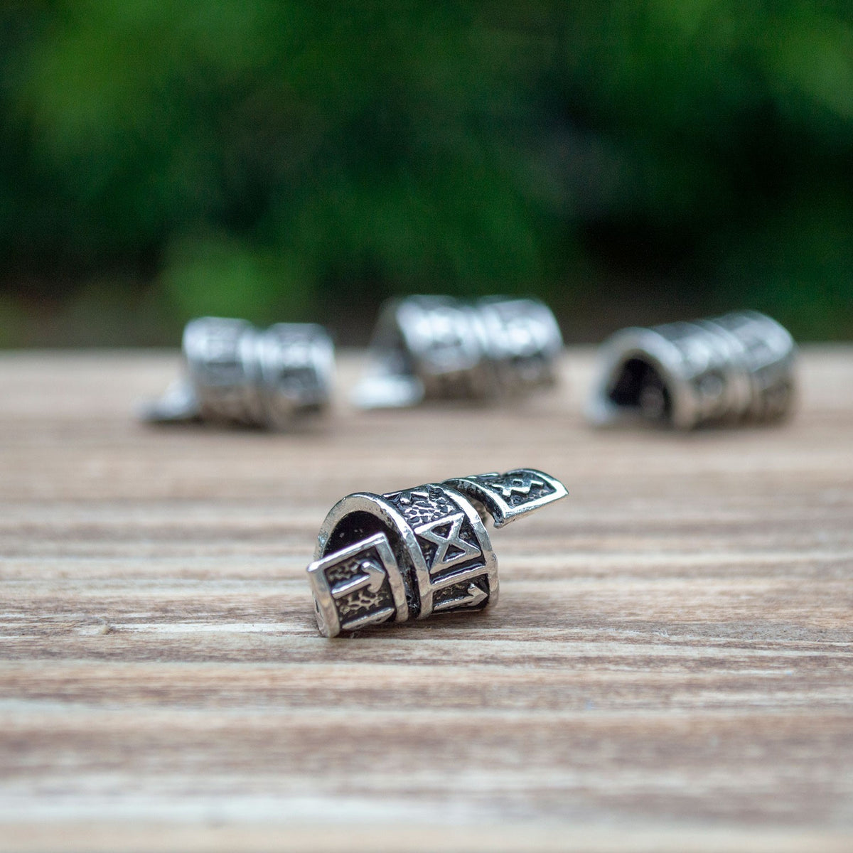 Viking Rune Beard Rings - (Silver - 4)