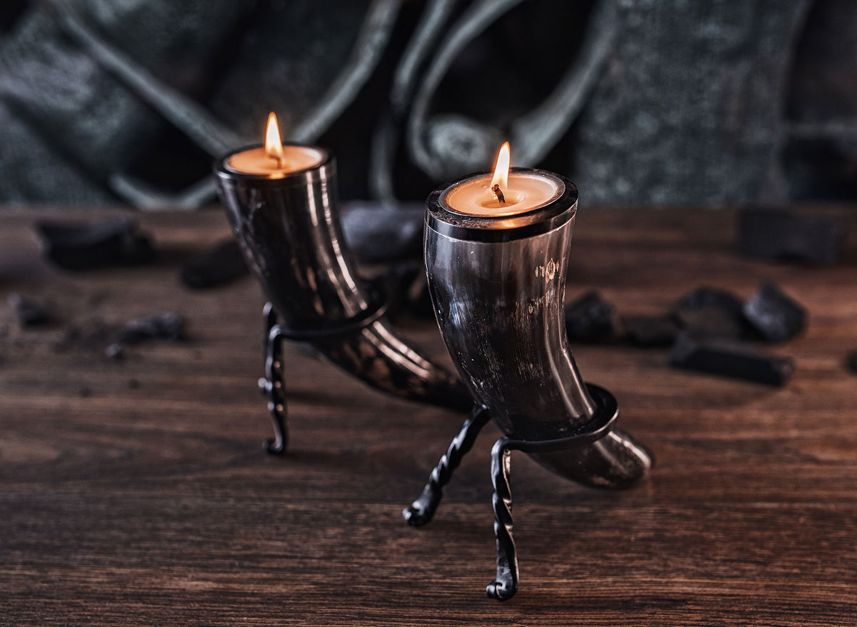 Viking Tealight Candle Horn Set